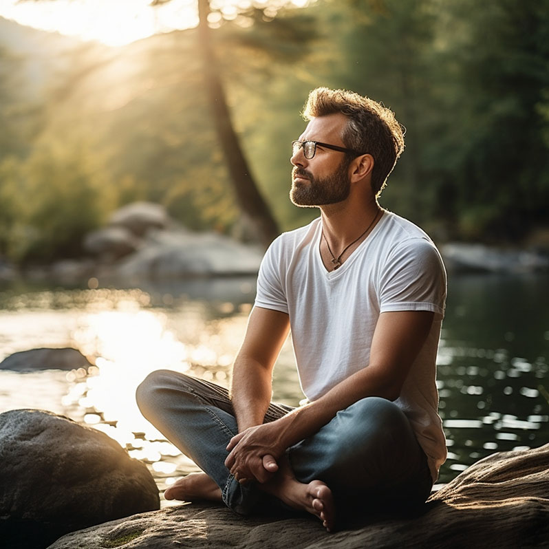 Persona buscando su propósito de vida a través del mindfulness.