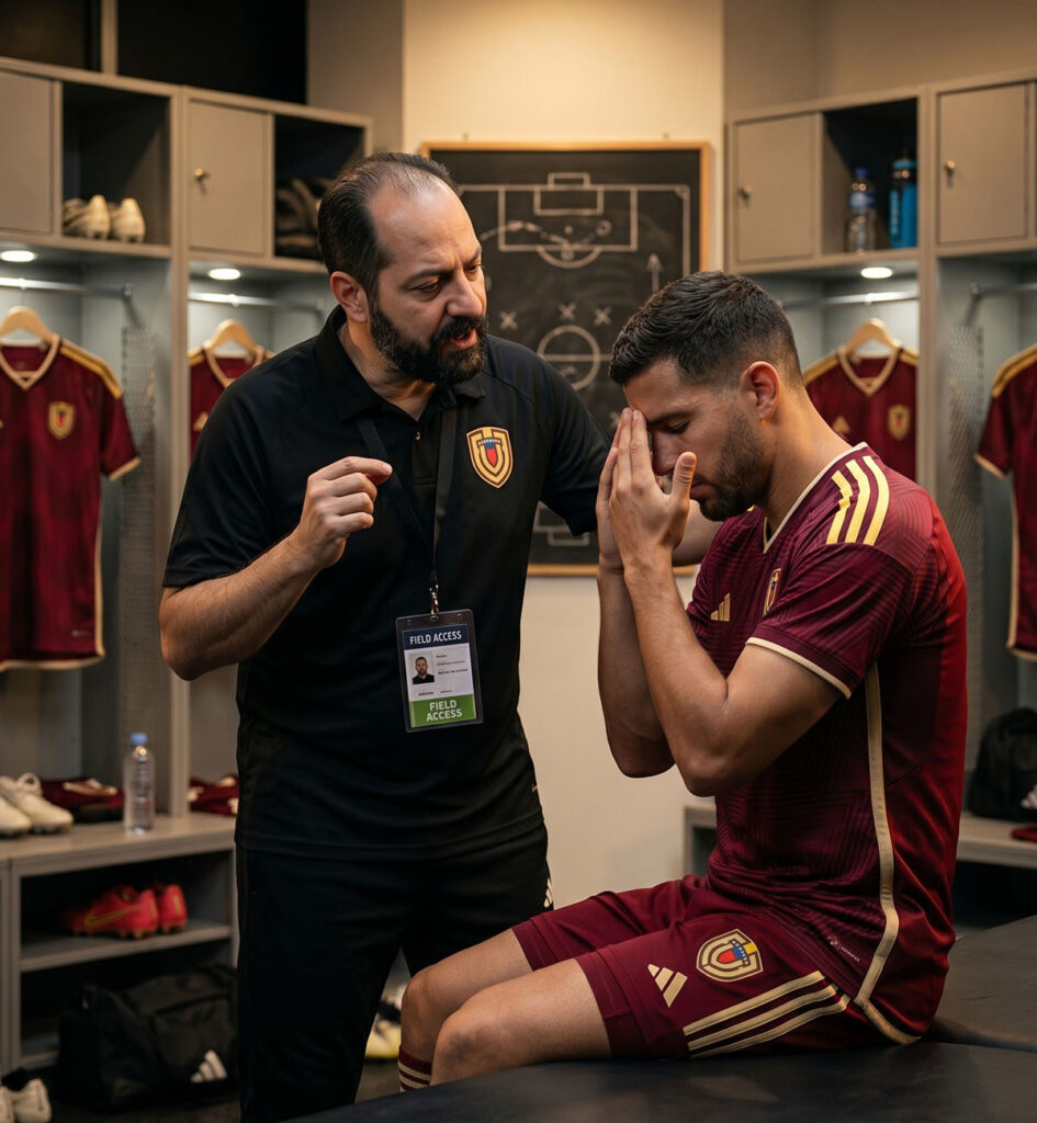 Adrian Tschubarov, Preparador Mental y Emocional (PME) de Fútbol, aplicando el Sistema de Mentalidad Ganadora con un futbolista de la Selección Nacional en el vestuario.