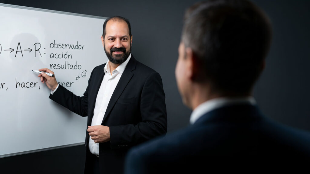 Adrián Tschubarov desarrolla habilidades blandas y maestría interior con un ejecutivo mediante una sesión de liderazgo y coaching estratégico.
