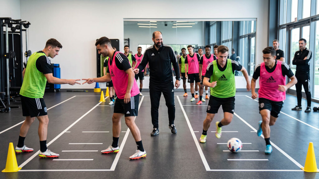 Adrian Tschubarov, coach deportivo, guía una dinámica de coaching deportivo y entrenamiento mental con futbolistas.