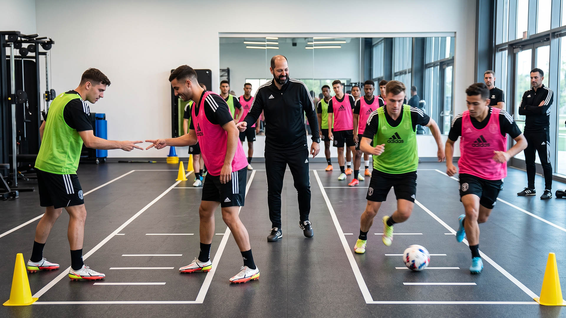 Adrian Tschubarov, coach deportivo, guía una dinámica de coaching deportivo y entrenamiento mental con futbolistas.